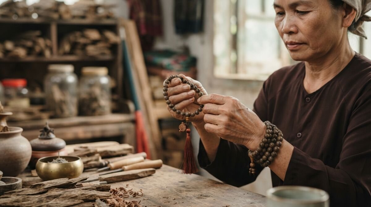 vòng trầm hương phong thủy - chi tiết minh họa