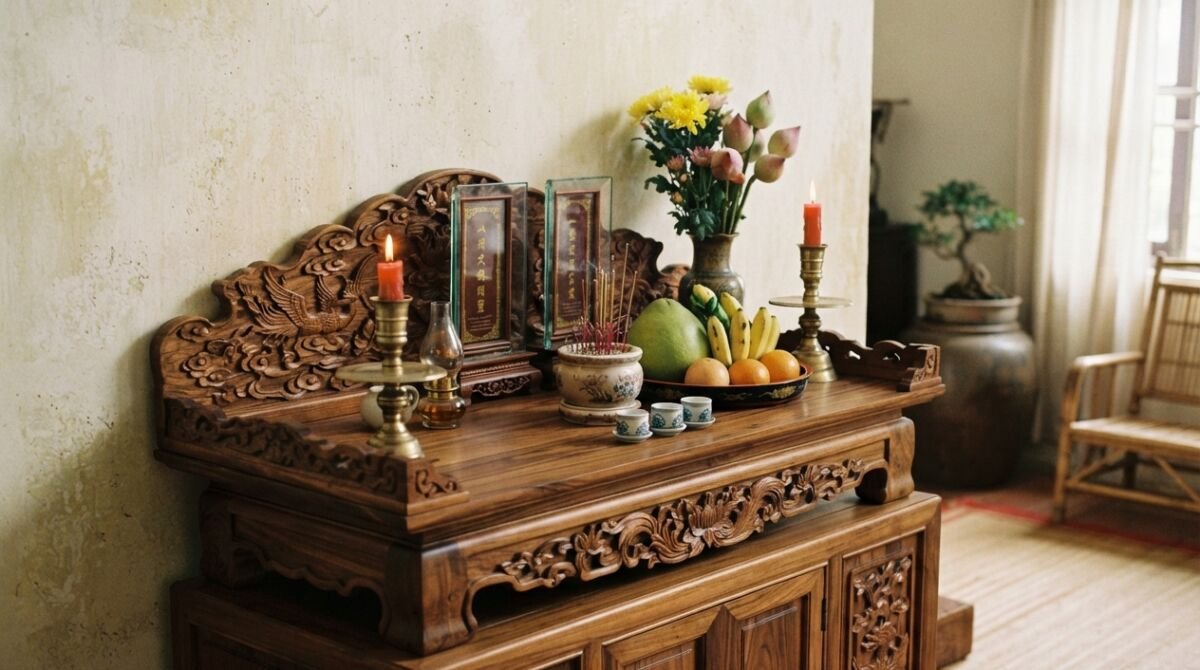 bàn thờ gỗ tự nhiên